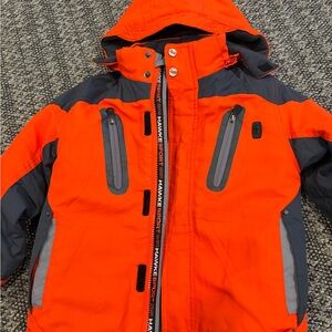Orange and Gray Hooded Jacket